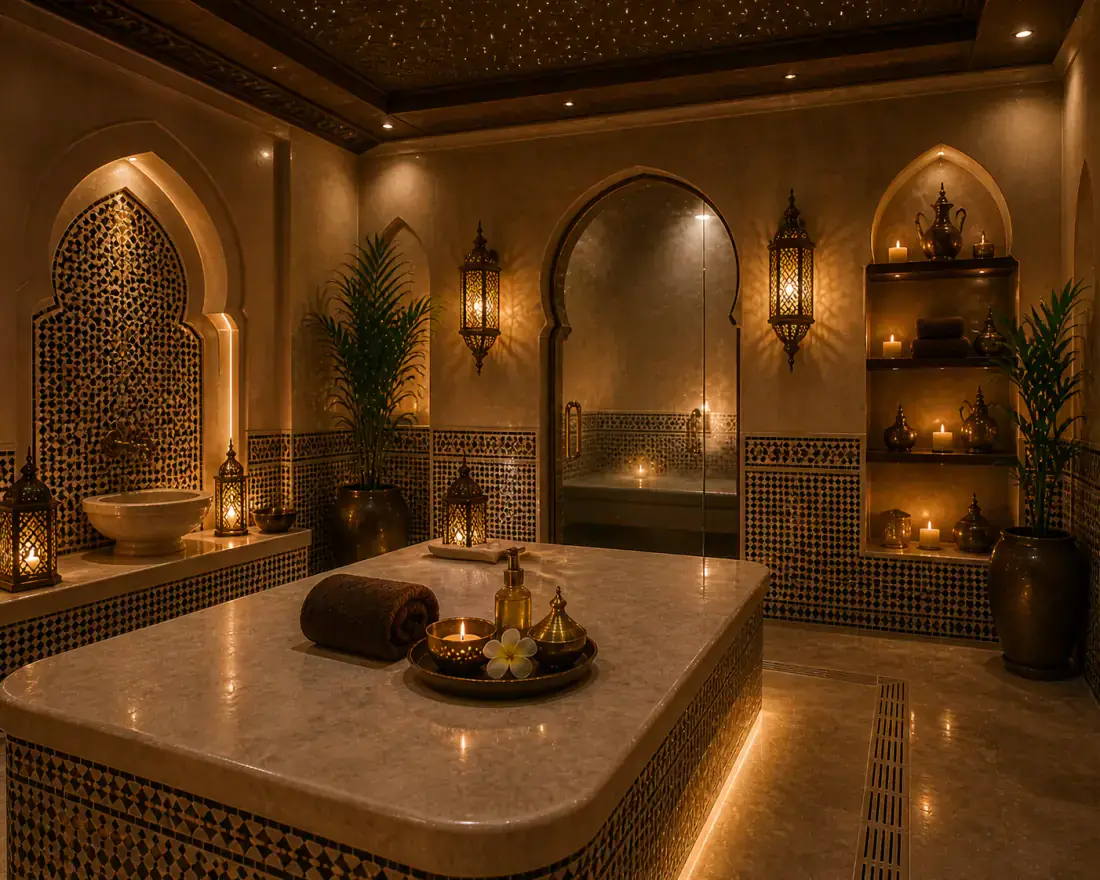 Private treatment room 6 at Next Balance Spa in Al Jaddaf, Dubai, prepared with fresh linen and candlelight