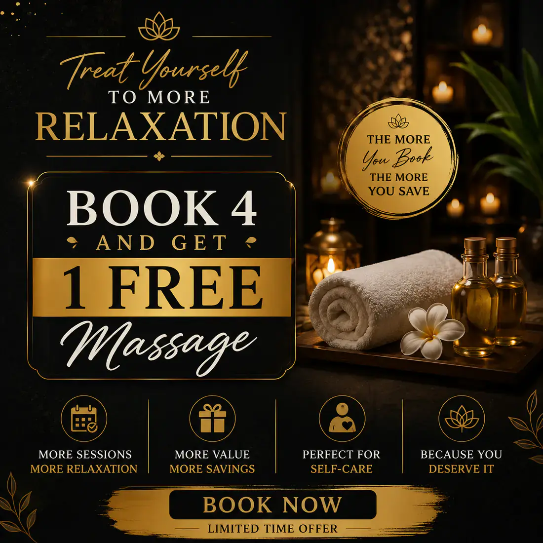 Loyalty offer at Next Balance Spa — book four treatments and receive the fifth complimentary